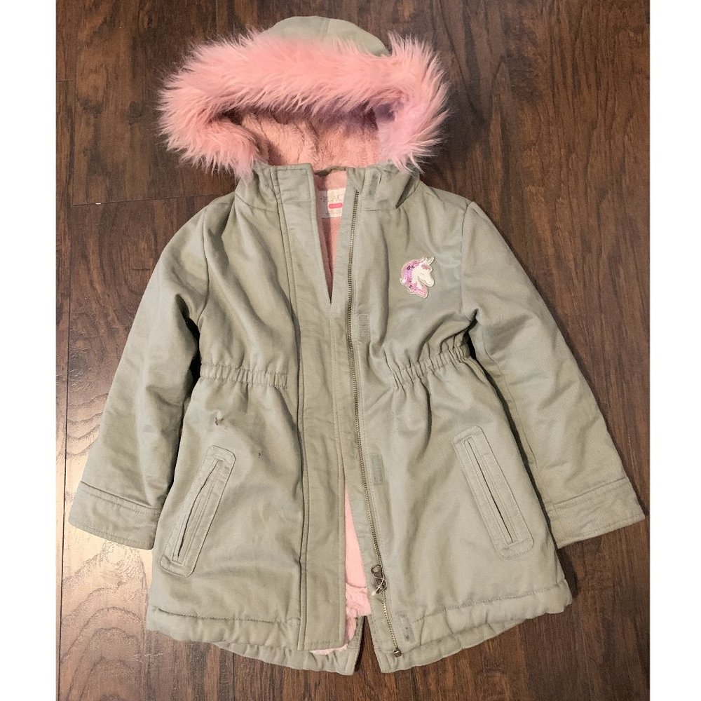 Children's Place Girls Green Unicorn Jacke